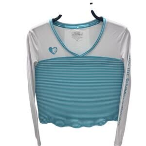 Chubby Mermaids Turquoise/White Striped Save the Manatees Pullover ~Women’s MD